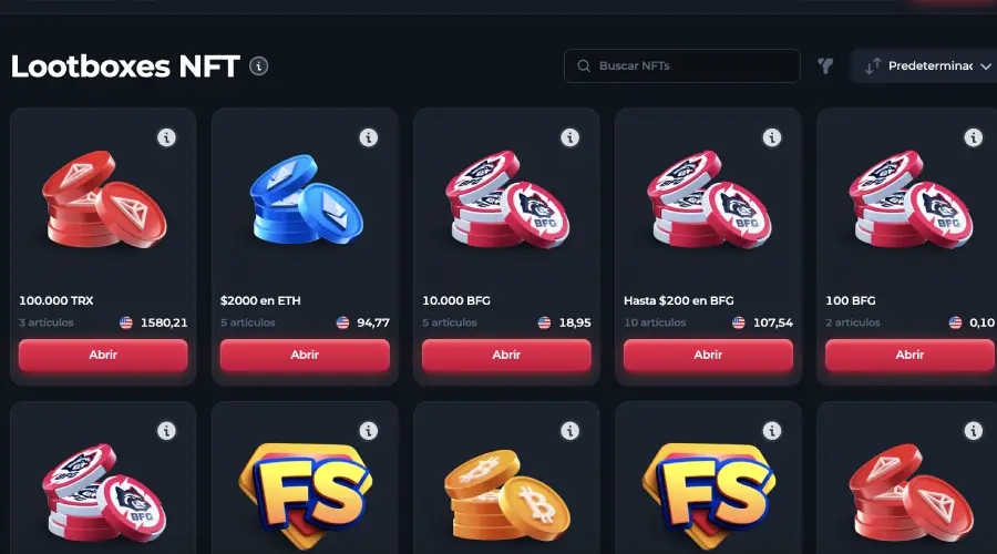 Las Lootboxes son una forma original de obtener NFT en Betfury.
