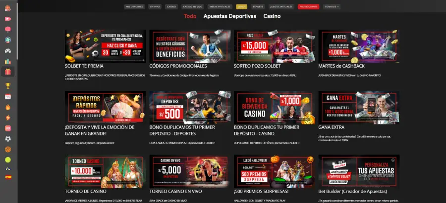 El sistema de bonos de Solbet abarca todas las áreas del casino.