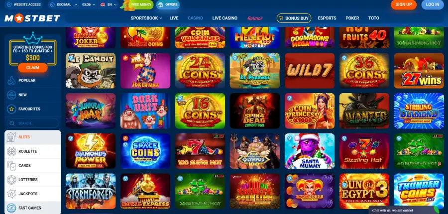 Mostbet tiene una amplia variedad de tragamonedas.