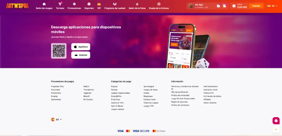La app de HitNSpin está disponible en Android y iOS.