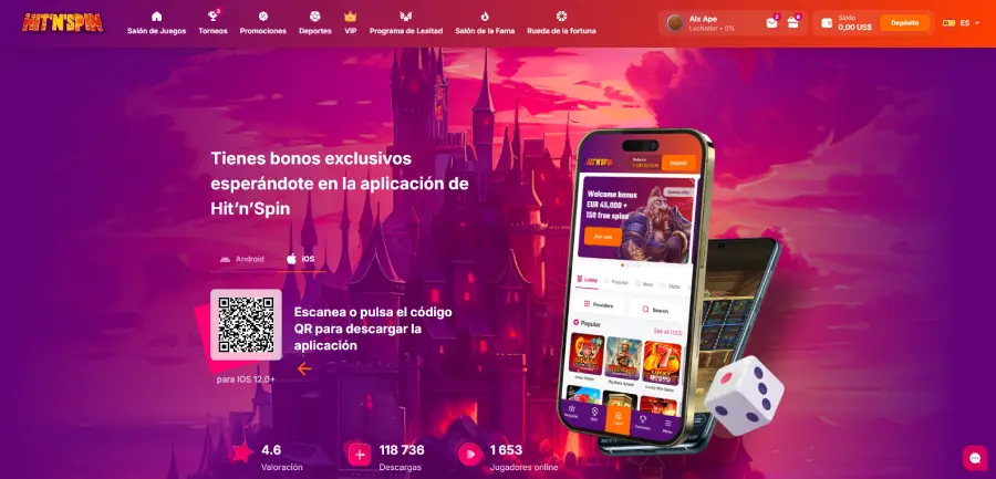 Obtén beneficios adicionales en la app de HitNspin.