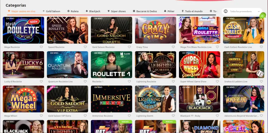 Cadoola Casino ofrece una selección variada de juegos virtuales y en vivo.