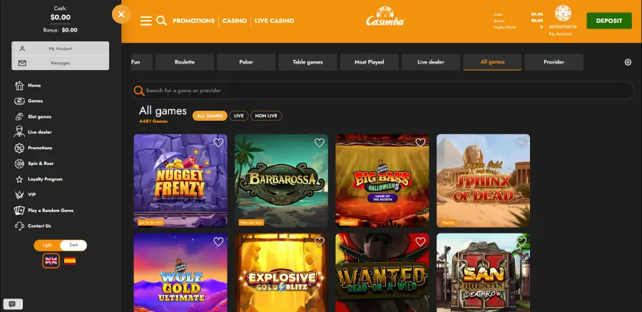 Casimba Casino ofrece muy buenos juegos, con retornos bastante justos.