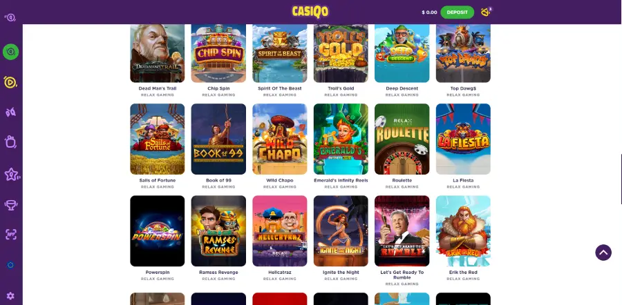 Casiqo Casino tiene una gran selección de juegos con alto RTP. Entre ellos, destaca Book of 99, de Relax Gaming.