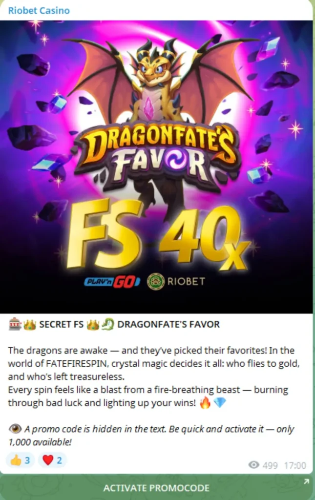 En el canal de Telegram de Riobet puedes obtener free spins y bonos exclusivos.