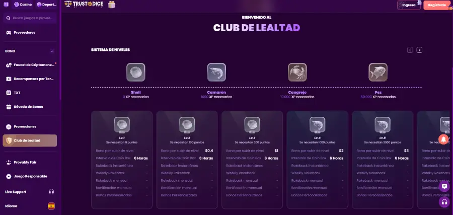 Loyalty Club de TrustDice.