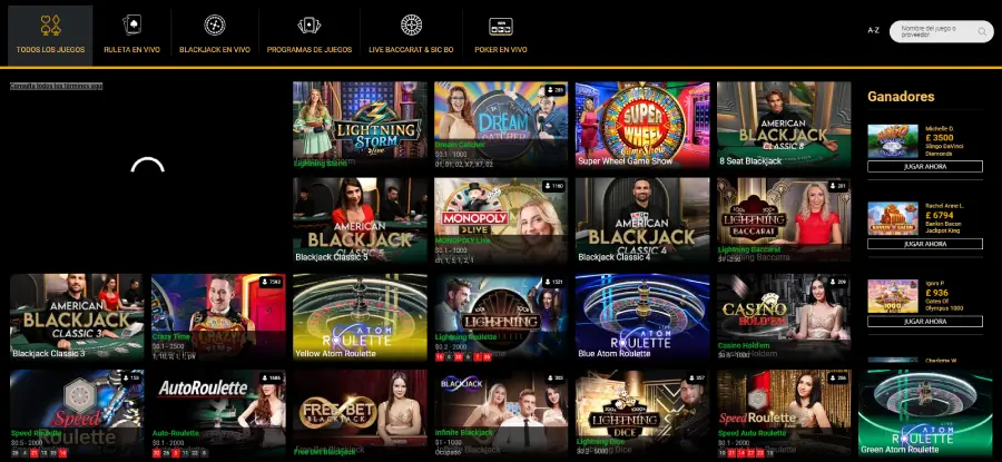 La sección de juegos en vivo de Lucky Thrillz Casino está repleta de títulos populares.