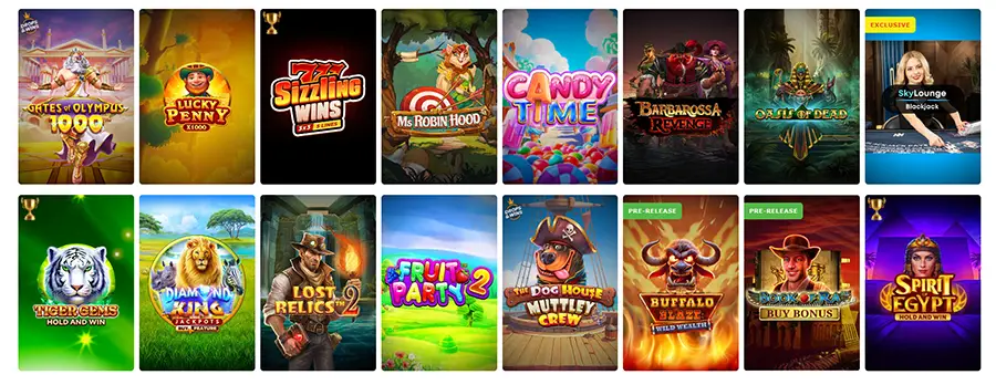 Sección de juegos de 10bet Casino online destacando sus titulos más populares.