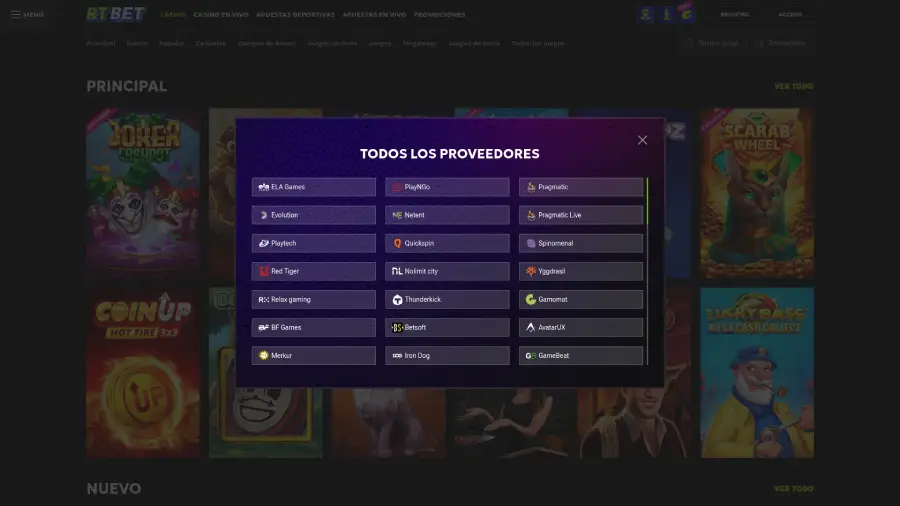 RTBet cuenta con proveedores de software de alta calidad