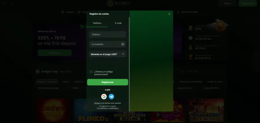 El registro en Riobet es rápido y sencillo.
