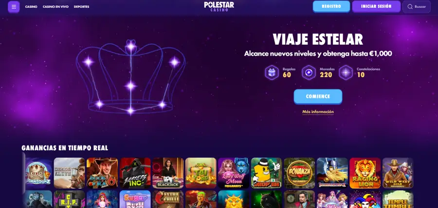 Polestar Casino tiene un programa de niveles con temática estelar