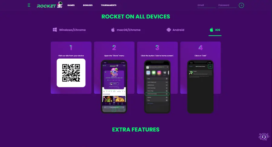 Instalar Casino Rocket App es sencillo y se completa en pocos pasos desde dispositivos Android o iOS
