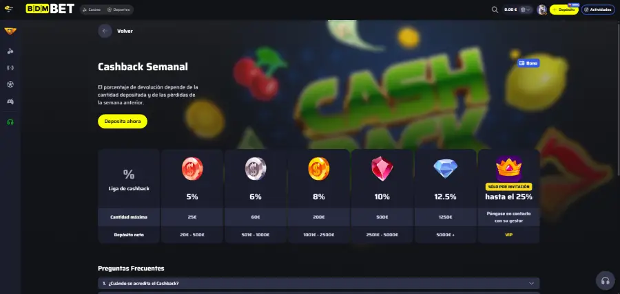 BDMbet te devuelve lo que pierdas jugando en tragamonedas. 