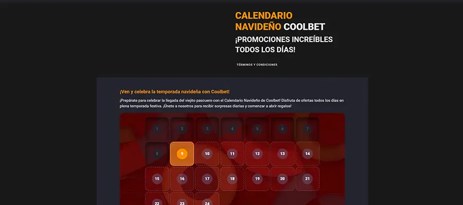 Calendario navideño de Coolbet.