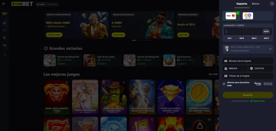 Los métodos de pagos de BDMbet son limitados.