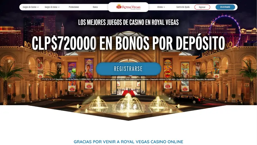 Entrar a la web de Royal Vegas es como dar unos primeros pasos en los majestuosos casinos físicos de “La Ciudad del Pecado”