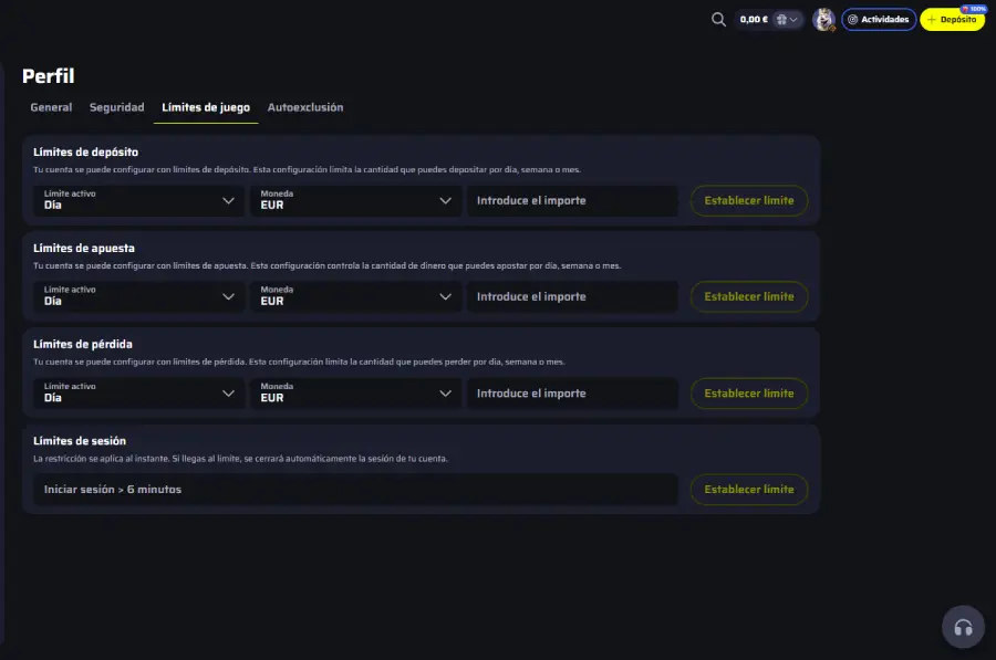 En BDMbet puedes establecer límites de Juego Responsable. 