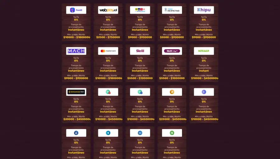 Los métodos de pago de 5Gringos Casino son muy variados y se adaptan a diferentes países con medios y monedas locales