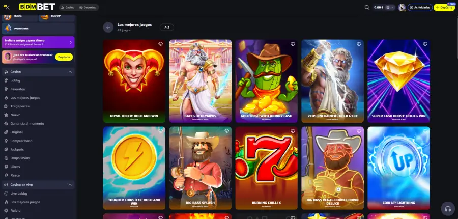 Selección de los mejores juegos de BDMbet Casino.