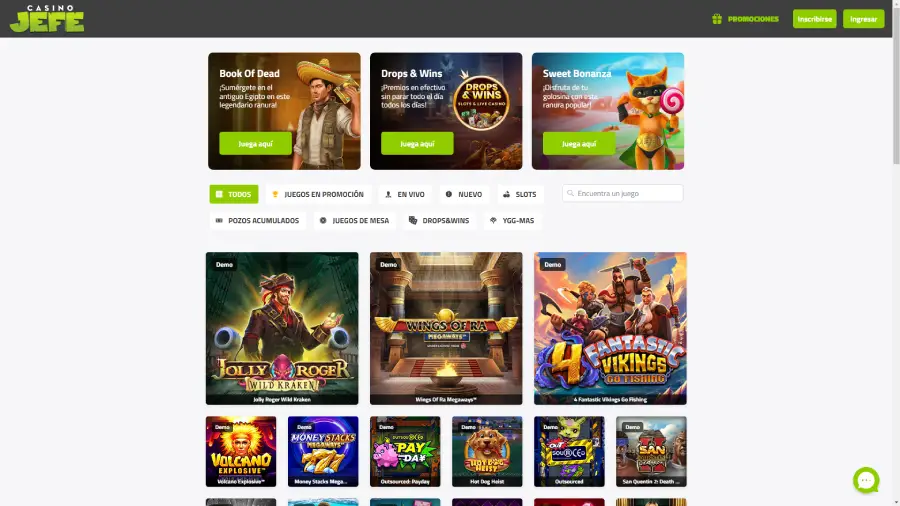 Explorando la biblioteca de juegos de Casino Jefe encontré un catálogo pequeño de alrededor de 800 títulos