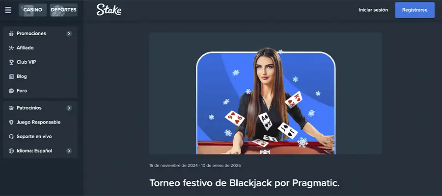 Torneo Festivo de Blackjack por Pragmatic Play en Stake Casino. 