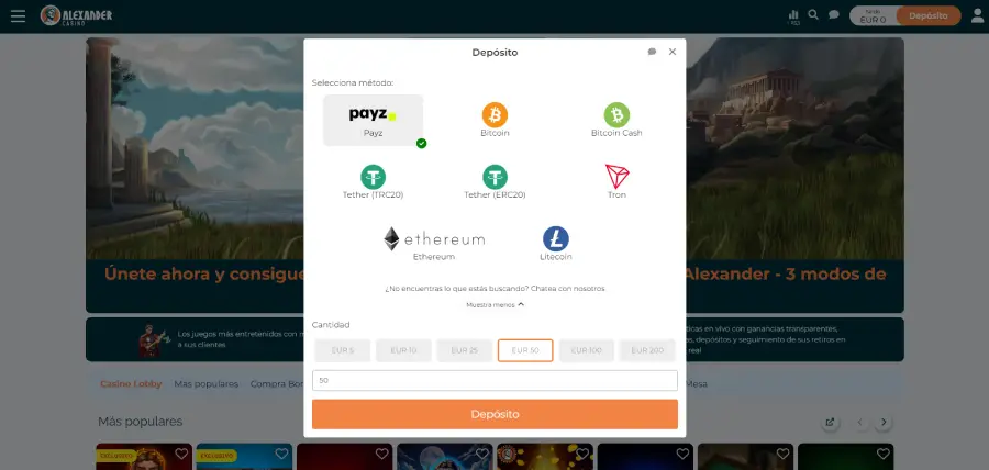 En Alexander Casino hay diferentes medios de pago, entre ellos tarjetas bancarias, algunas billeteras virtuales y variedad de criptomonedas