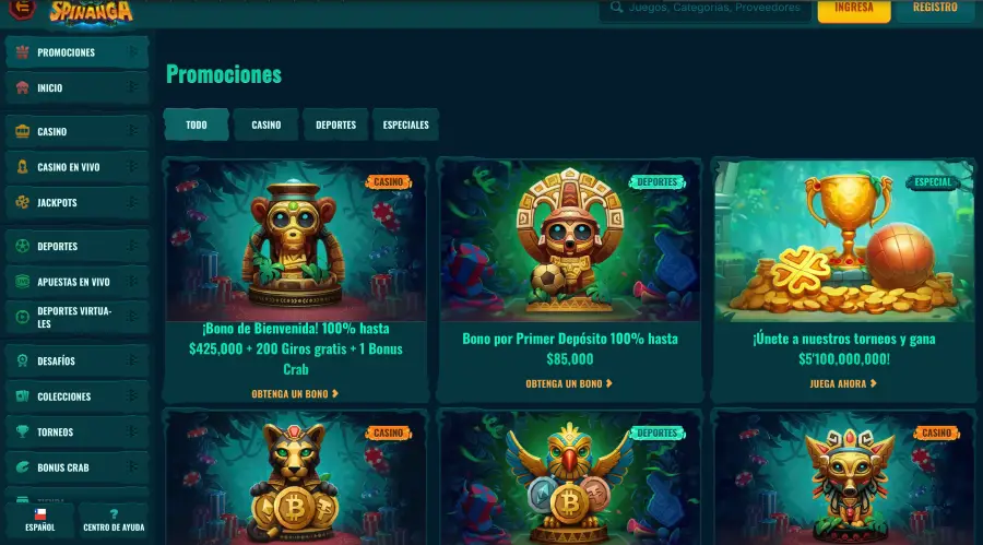 Ofertas y promociones disponibles en Spinanga Casino.