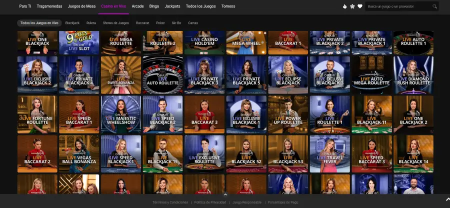 El casino en vivo de JackpotCity ofrece un casino en vivo repleto de juegos de Evolution.