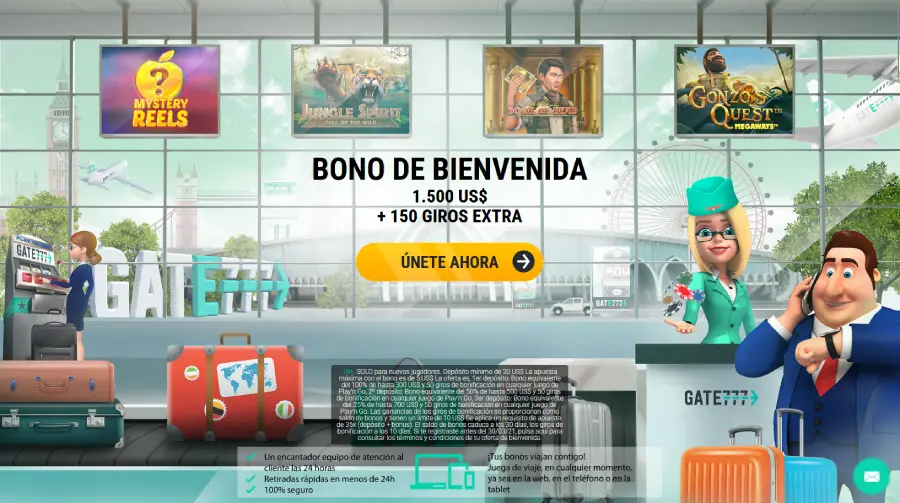 Los bonos de Gate777 se despliegan en dólares americanos al acceder al sitio desde Uruguay.