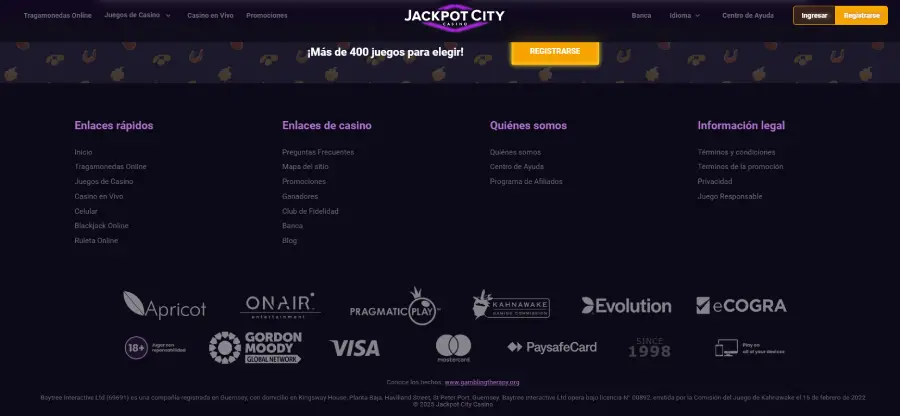 JackpotCity Casino  tiene más de dos décadas de trayectoria y cuenta con certificación eCOGRA
