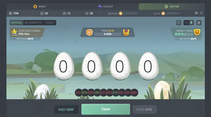 Interfaz de DuckDice Casino mostrando su juego de dados con temática especial.