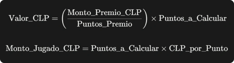 Fórmulas utilizadas para el cálculo del valor real de los premios en King Club de Juegaconelking.com