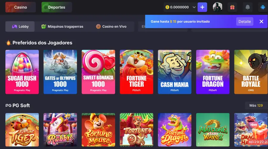 Catálogo de juegos de Playing.io.