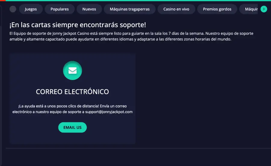 La atención al cliente de Jonny Jackpot Casino podría mejorar. 