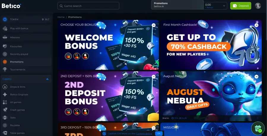 Betico.io tiene variedad de bonos para todo tipo de jugador.