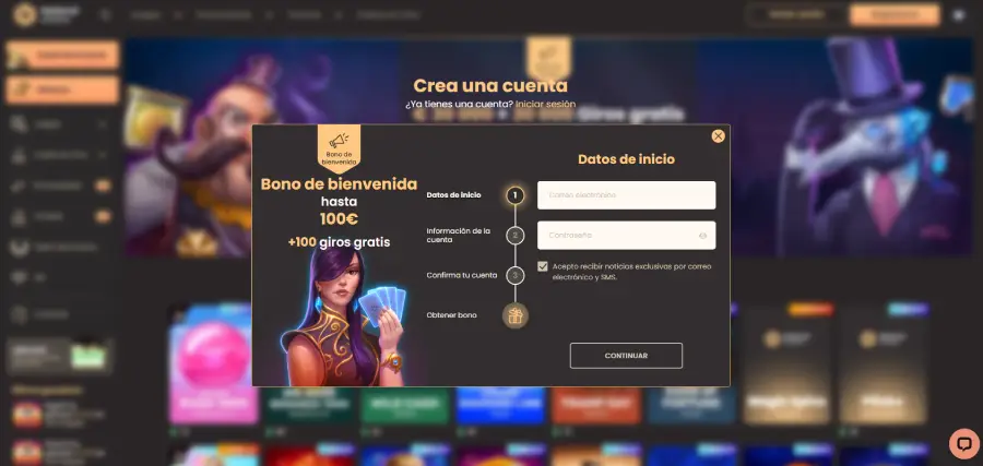 Para crear una cuenta en National Casino hay que completar un formulario de tres pasos cortos.