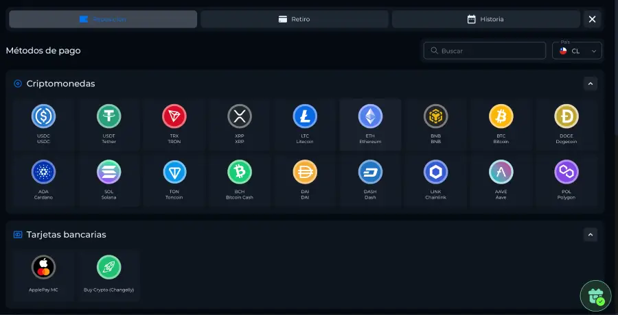 El casino Betico.io tiene diversas opciones de pago con criptomonedas.