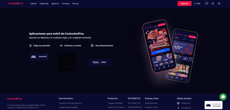 Instalar la app de CasinoAndYou es fácil y rápido.