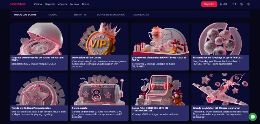 Promociones disponibles en CasinoAndYou.