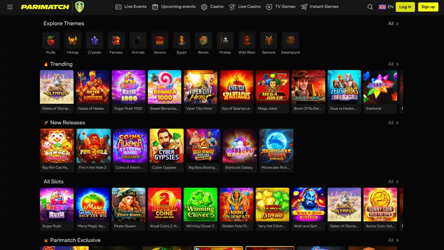 Las tragamonedas resaltan dentro de la selección de juegos de Parimatch.