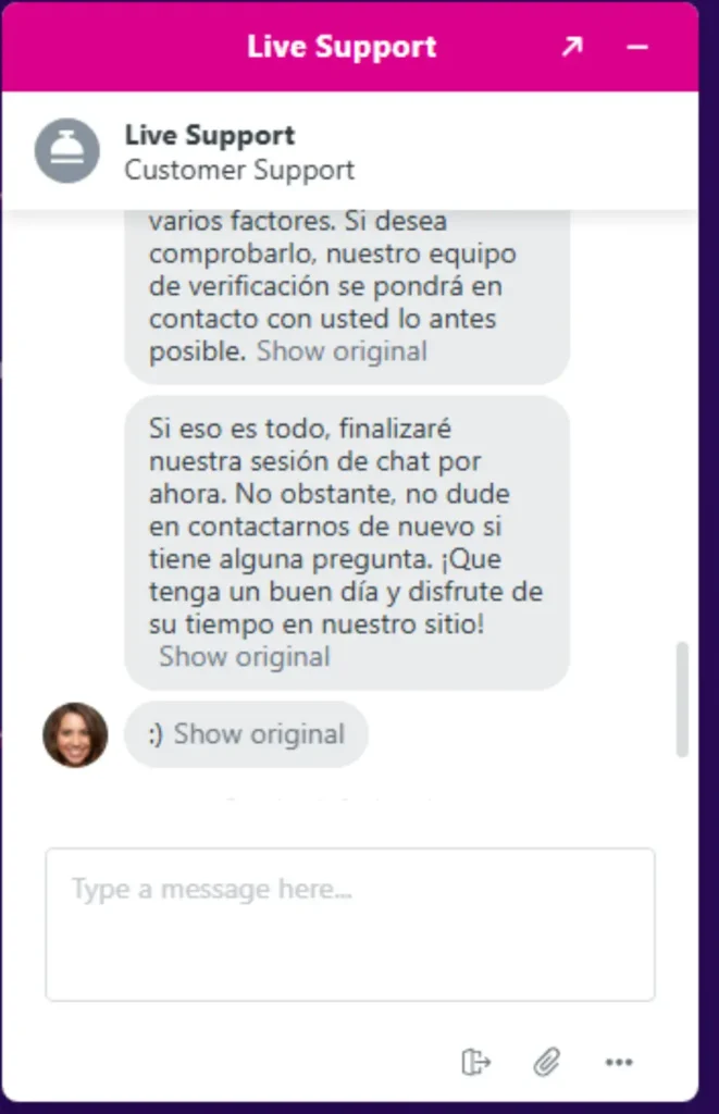 La atención al cliente de Roby Casino no es eficiente.