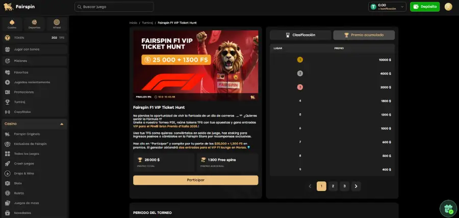 Los torneos de Fairspin premian con experiencias de lujo.