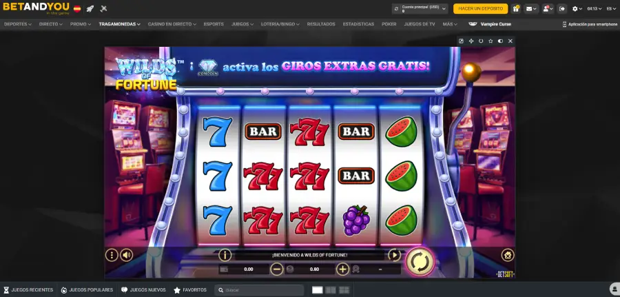 Tragamonedas Wilds of Fortune en BetAndYou Casino.