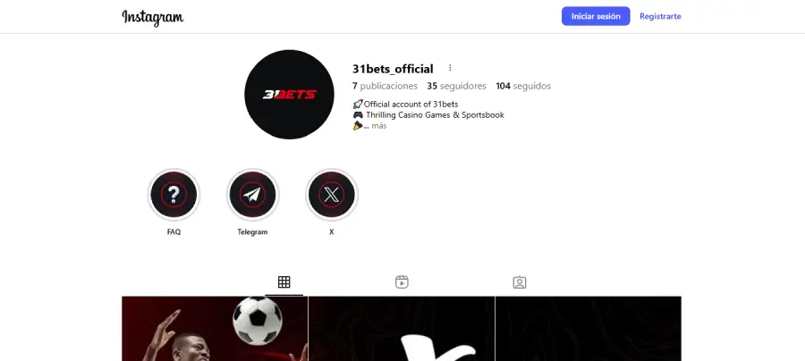 Instagram de 31Bets Casino.