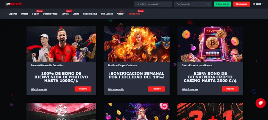 Promociones actuales de 31Bets.