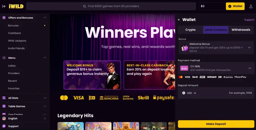 iWild Casino es un casino online con Skrill. 