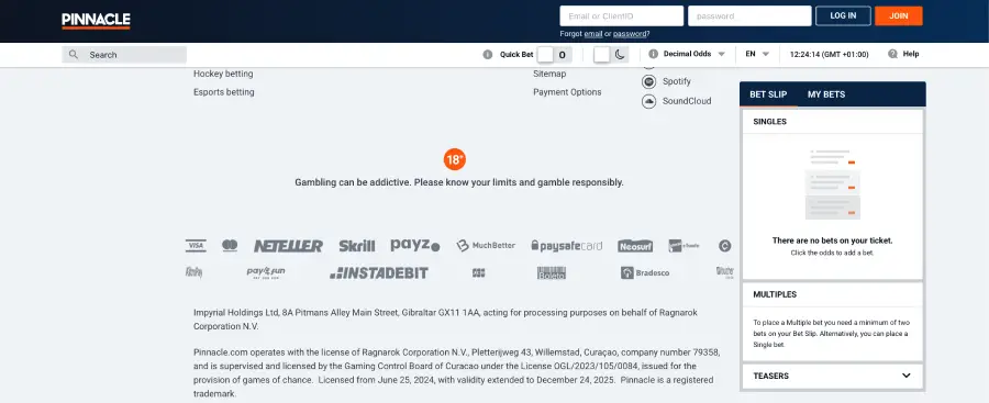 Pinnacle tiene a Neteller entre sus opciones de pago.