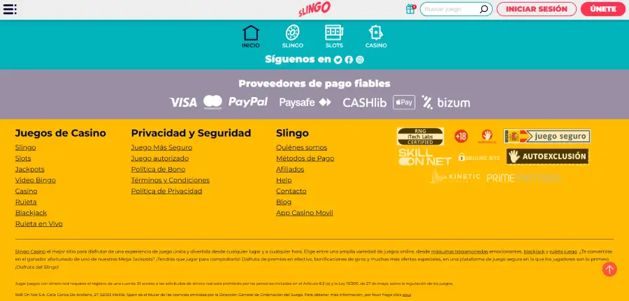 Slingo cuenta con PayPal entre sus proveedores de pago confiables.
