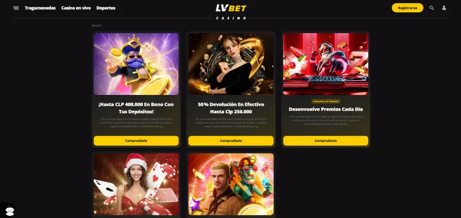 Sección de promociones en LVBet Casino. 