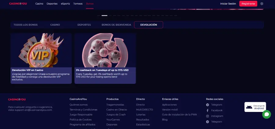 Ofertas de reembolso en CasinoAndYou. 